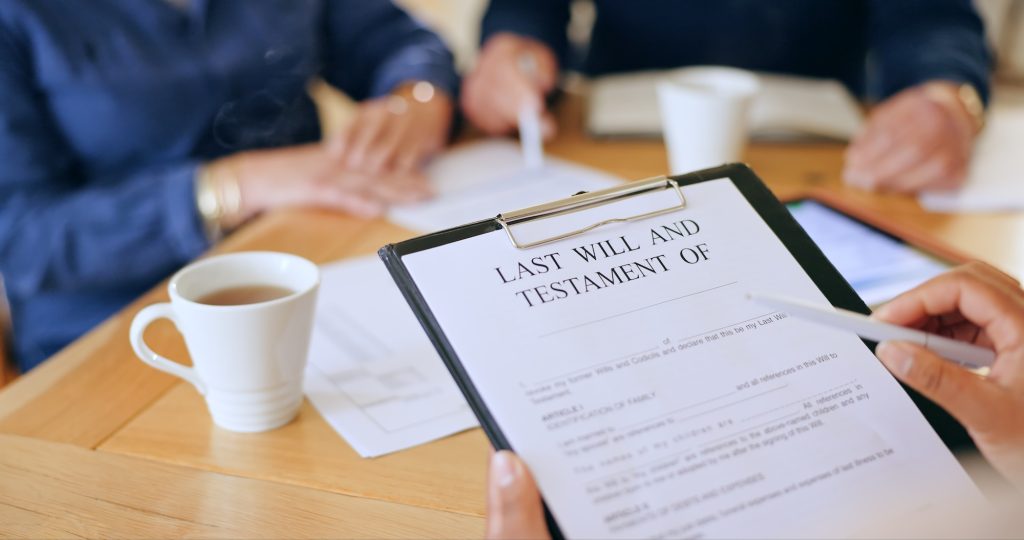lawyer or hands of couple with contract to sign application or document for life insurance. Consultant, asset management or client signature for legal form compliance or title deed agreement